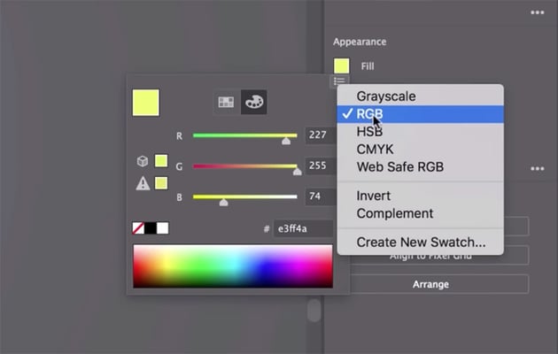 color settings rgb vs hsb