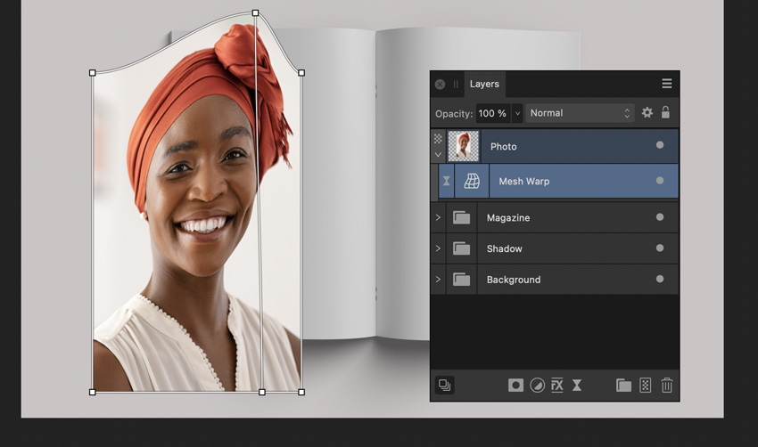 Affinity Photo Mesh Warp from Layers Panel