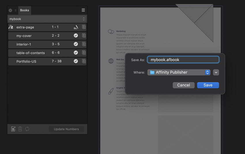 Affinity Publisher Save Book