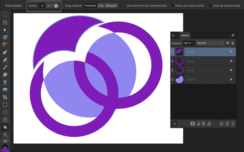 Affinity Designer Shape Builder Tool Plus