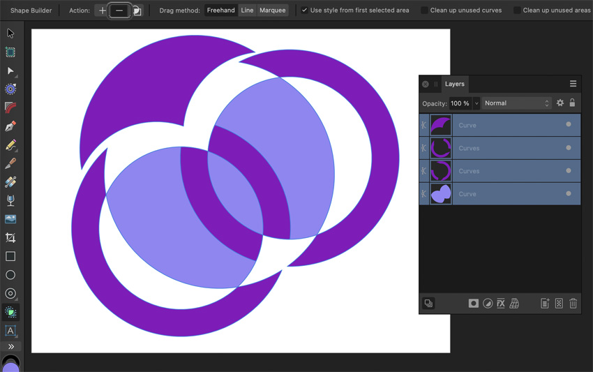 Affinity Designer Version 2 Shape Tool Minus