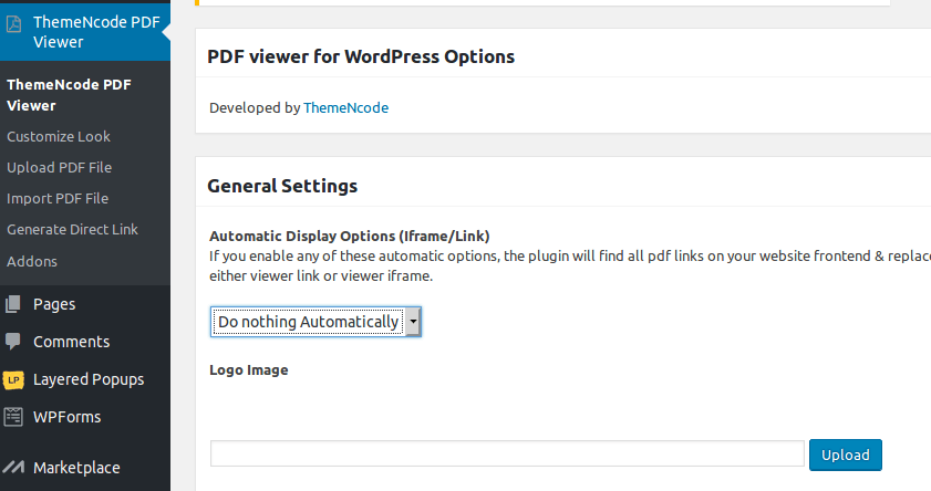 PDF Viewer menu in WordPress admin