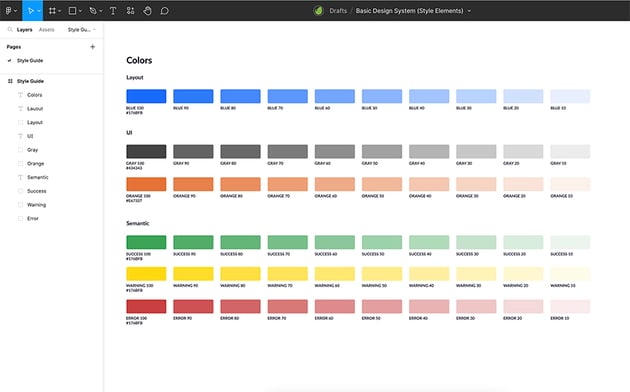 Duplicate Layout section for UI and Semantic colors.