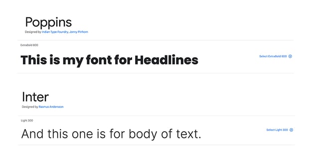 I’ll be working with two free fonts from Google Fonts.