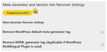 WP Generator Tag Removal Plugin Options