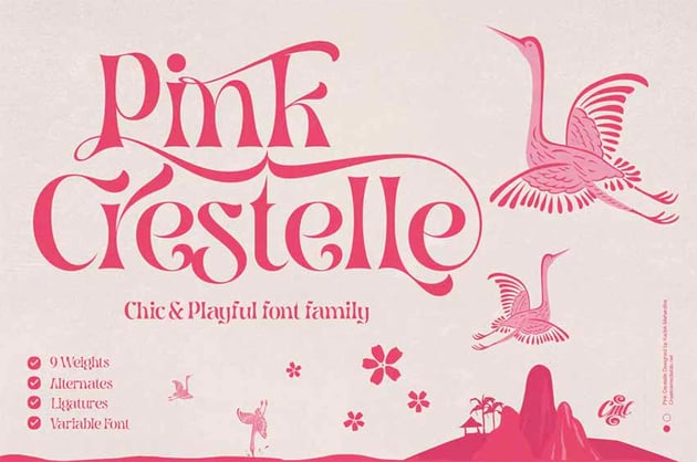 Pink Crestelle Tropical Lettering