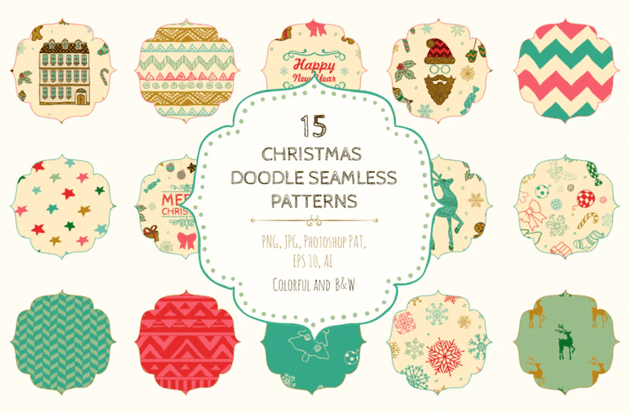 15 Christmas seamless patterns