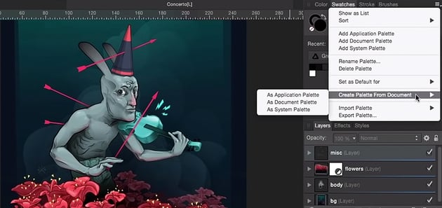 Affinity Design extract pallette