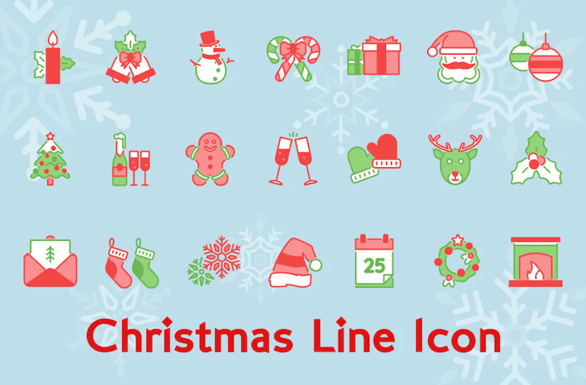 christmas line icons