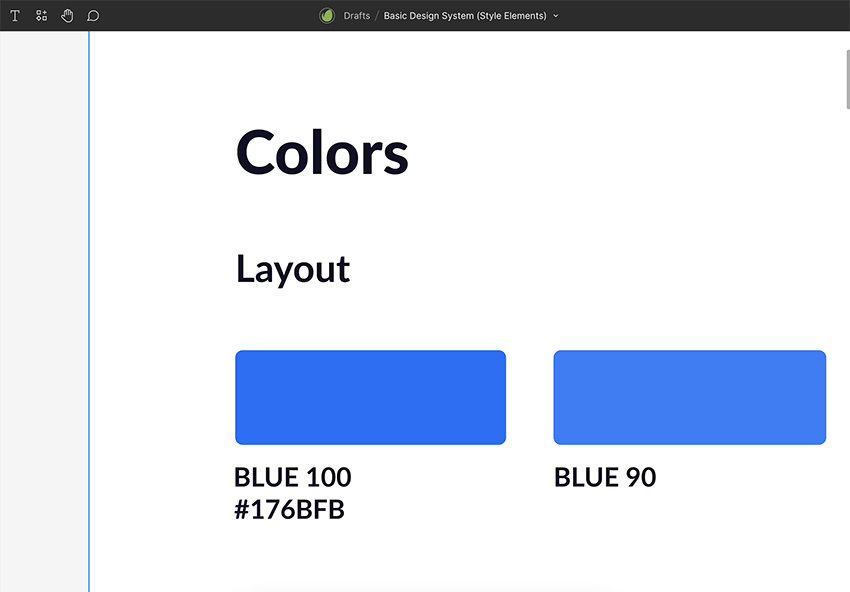 Each tint of my Layout color will be named "BLUE" + the percentage of opacity it shows. 