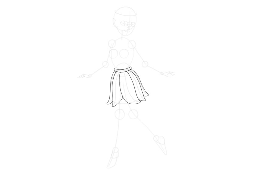 draw the detals fo the skirt