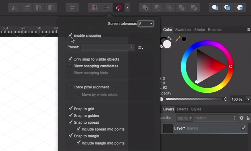 Affinity Designer Snappings
