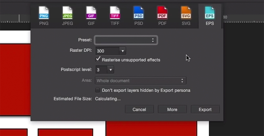 Affinity Designer export