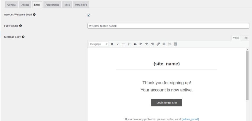 Welcome email template