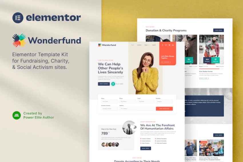 Wonderfund – Fundraising & Charity Elementor Template Kit