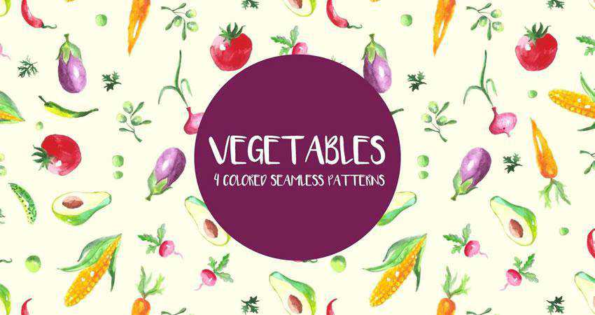 Watercolor Vegetables free patterns seamless