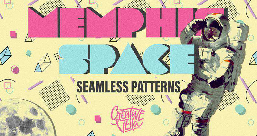 Memphis Space free patterns seamless