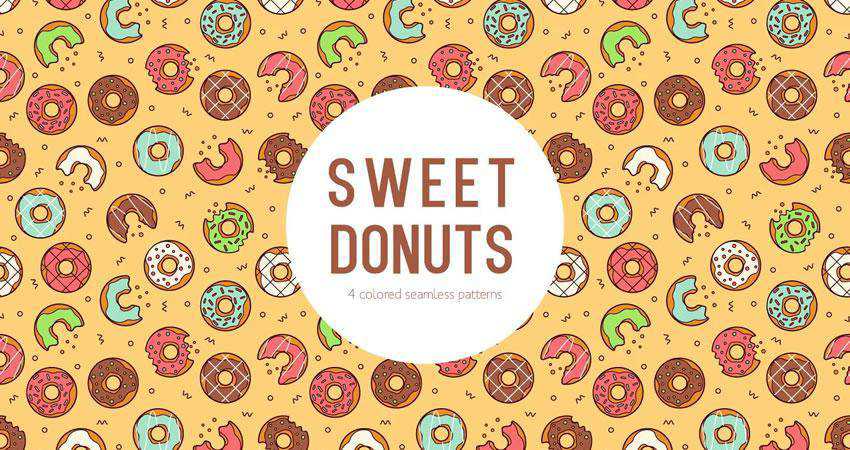 Sweet Donuts Vector free patterns seamless