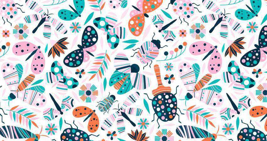 Vector Insects Flower free patterns seamless