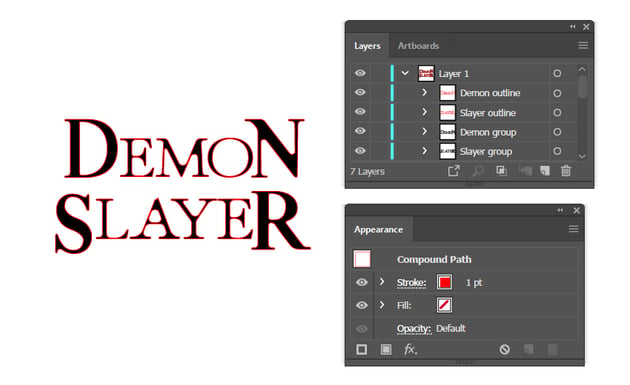 how to outline demon slayer vector logo text
