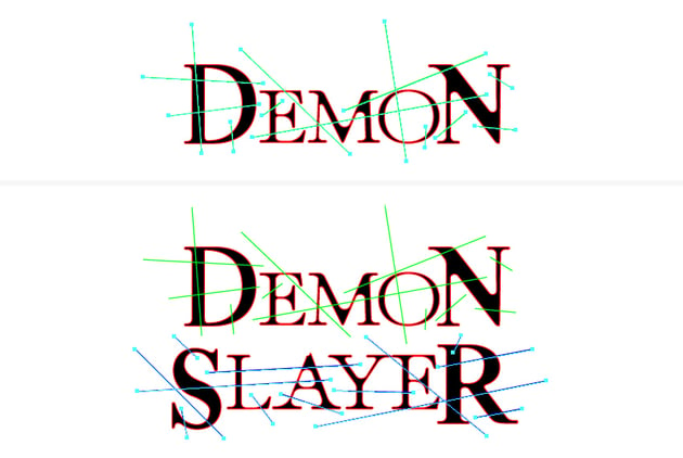 how to draw lines on demon slayer vector logo text