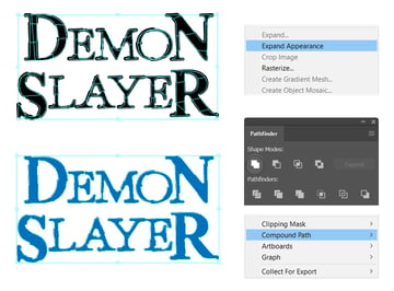 how to create compound path from demon slayer fonts