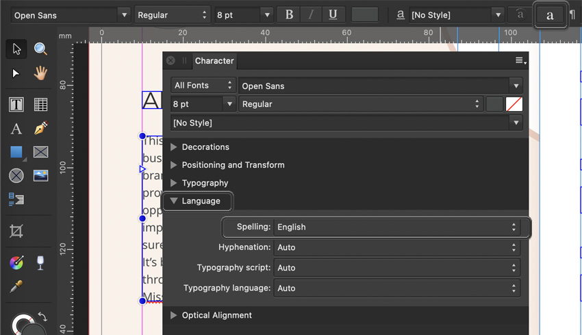 Affinity Publisher Language Options