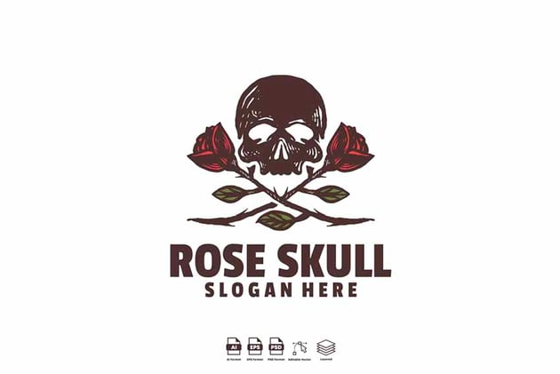 Rose Skull Logo