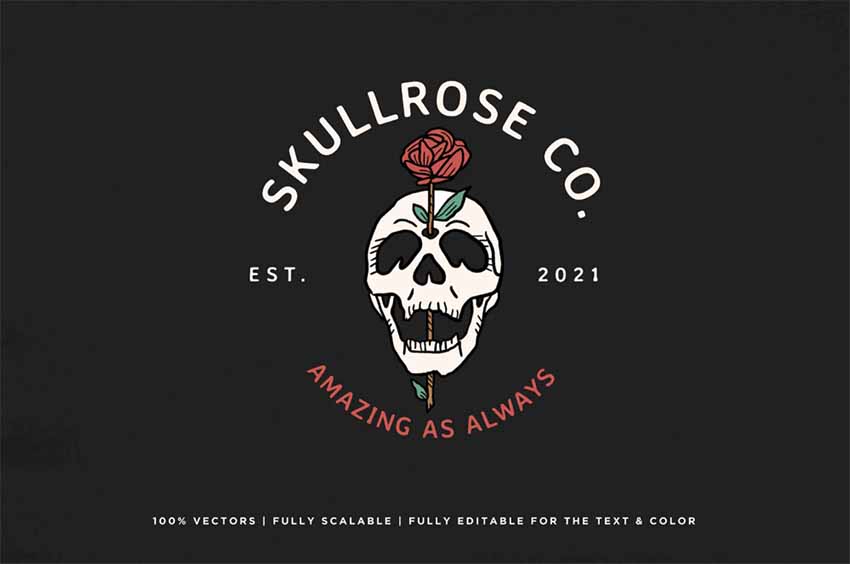 Skull Rose Logo Design