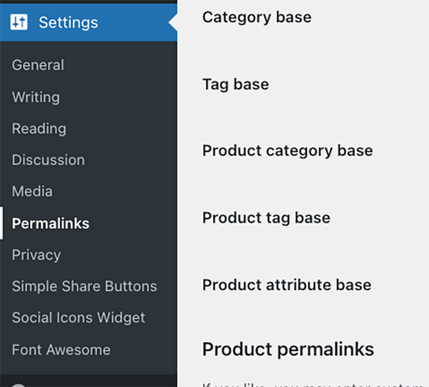 WP permalinks settings