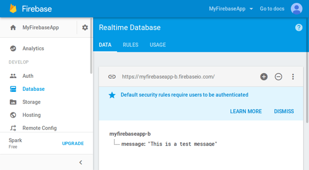 Contents of realtime database in console
