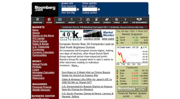 early snapshot of bloomberg.com in the 1990s