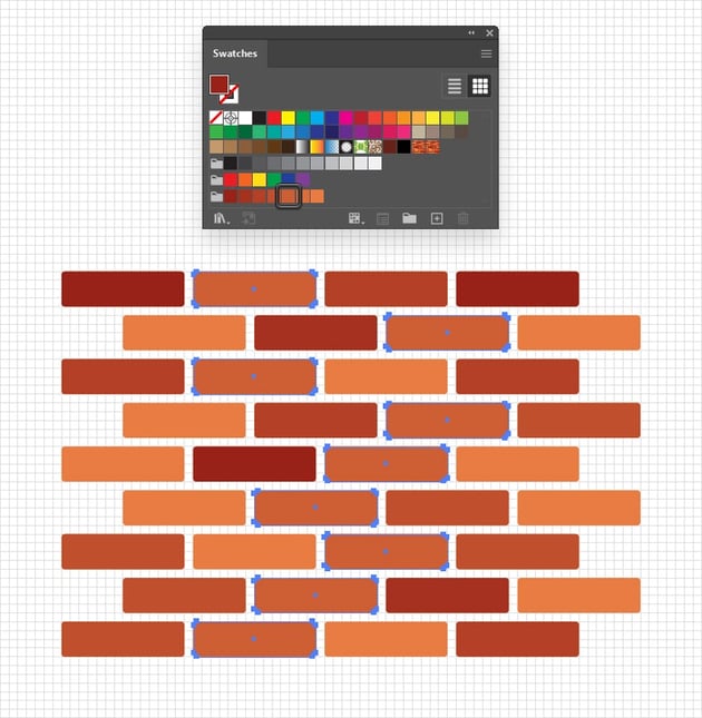 change the color of the brick shapes using color from the color group