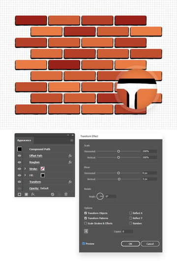 move the black brick wall using a transform effect