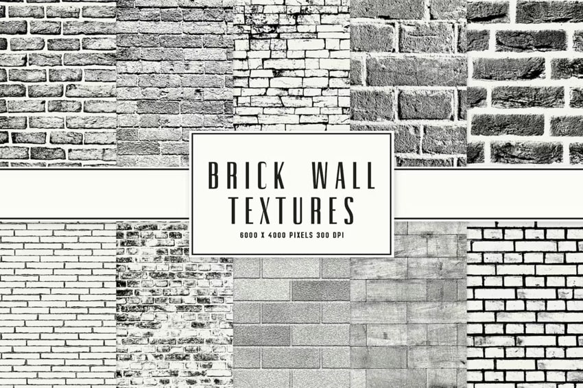black and white brick wall textures