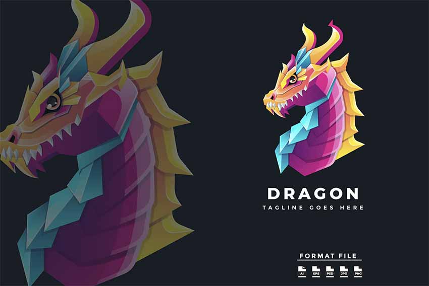 Colourful Dragon Logo Design