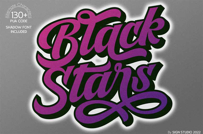 Black Stars Stacked Fonts