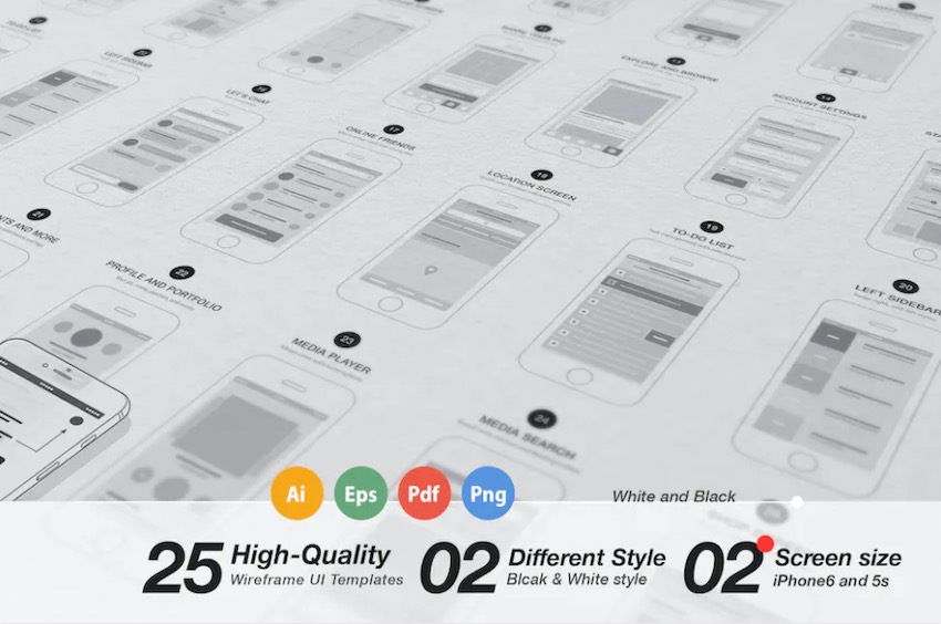 App Wireframes UI Kit