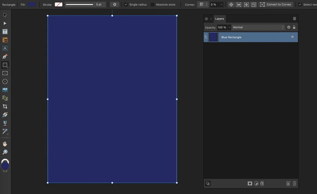 affinity publisher rectangle tool