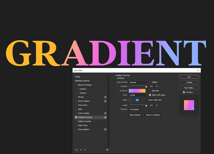 adjust your gradients settings