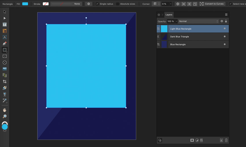 affinity publisher rectangle tool