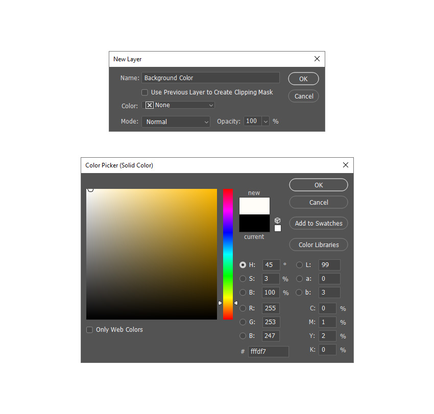 creating new solid color fill layer