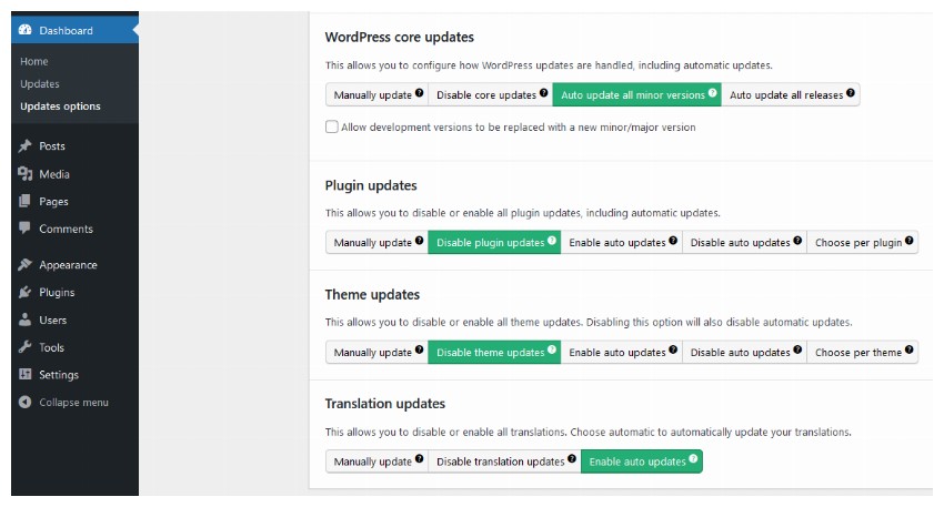 Easy Update Manager Settings