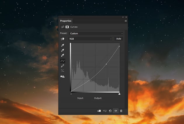 bring down the brightness using curves 