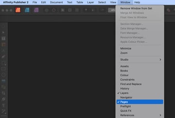 affinity publisher panels