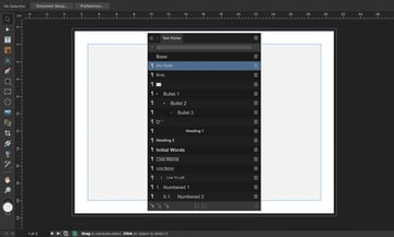affinity publisher text styles