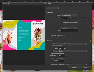 affinity publisher export