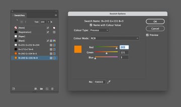 create new rgb color swatches