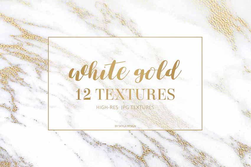 12 Gold and White Marble Pattern