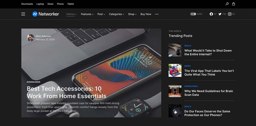 Networker dark wordpress theme